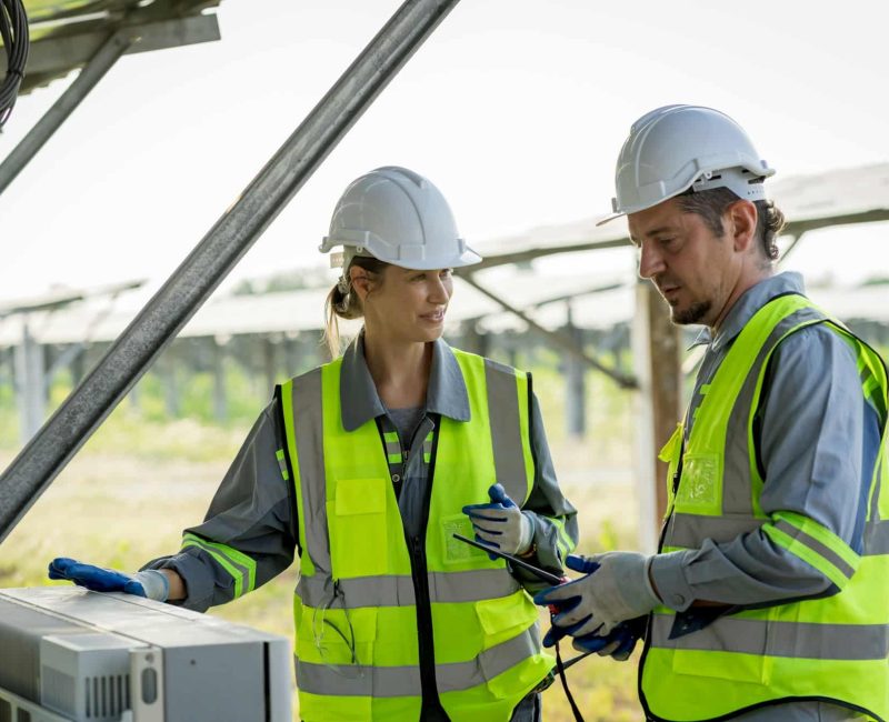 Electrical engineer on solar farm