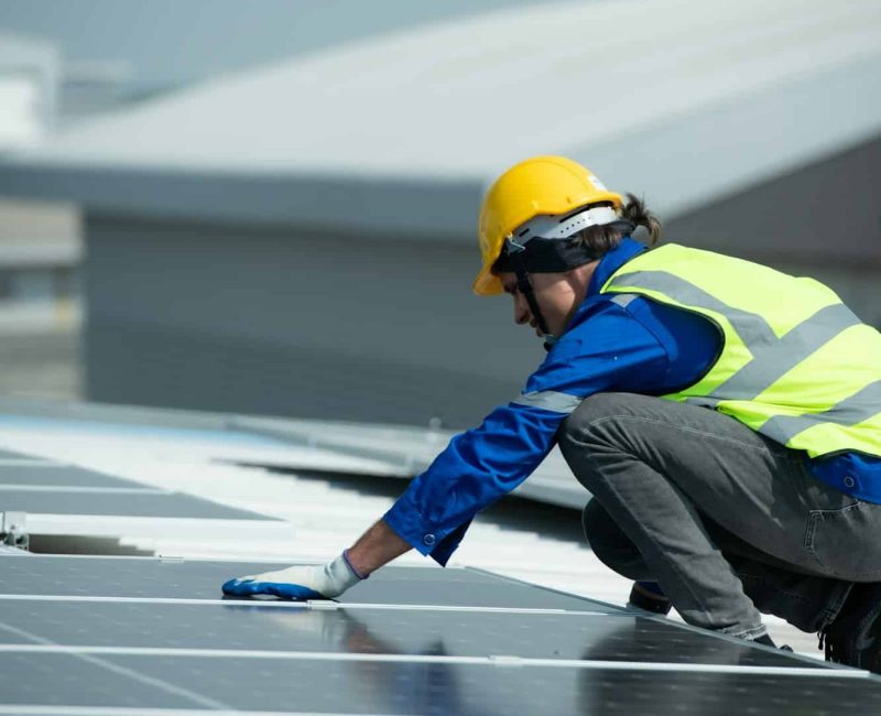 Engineer in charge of solar panel installation The installation of solar energy